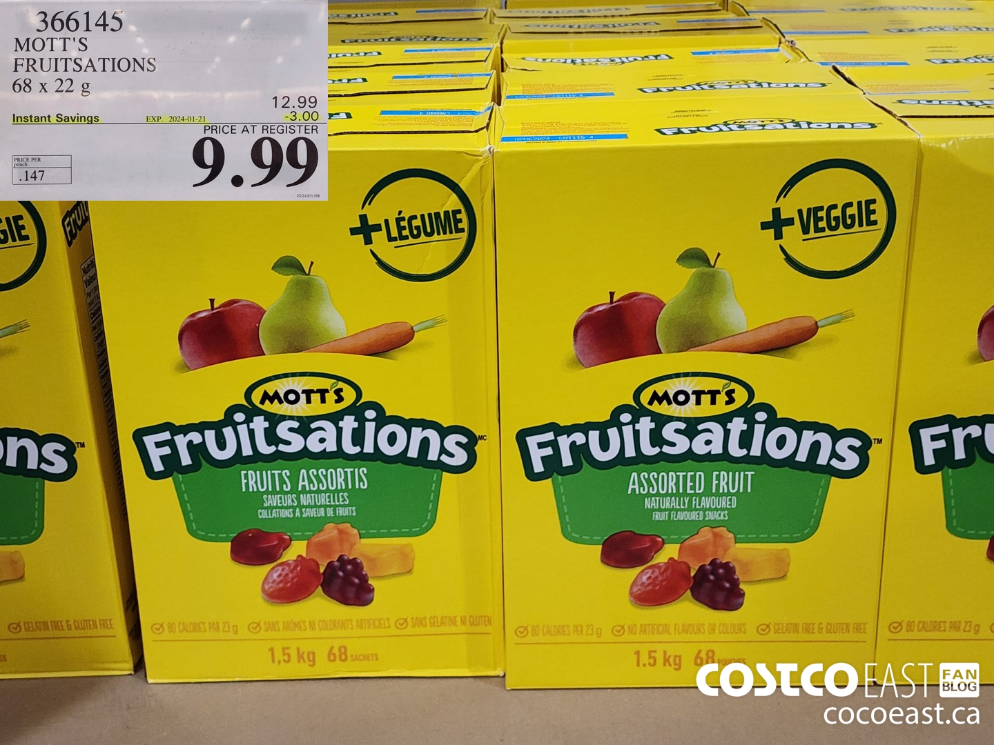 366145 MOTT'S FRUITSATIONS 68 x 22 G ($3.00 INSTANT SAVINGS EXPIRES ON 2024-01-21) $9.99