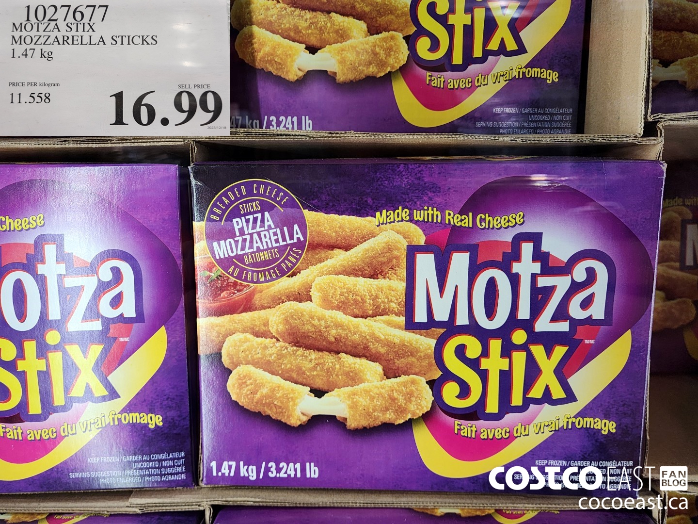 1027677 MOTZA STIX MOZZARELLA STICKS 1.47 kg $16.99