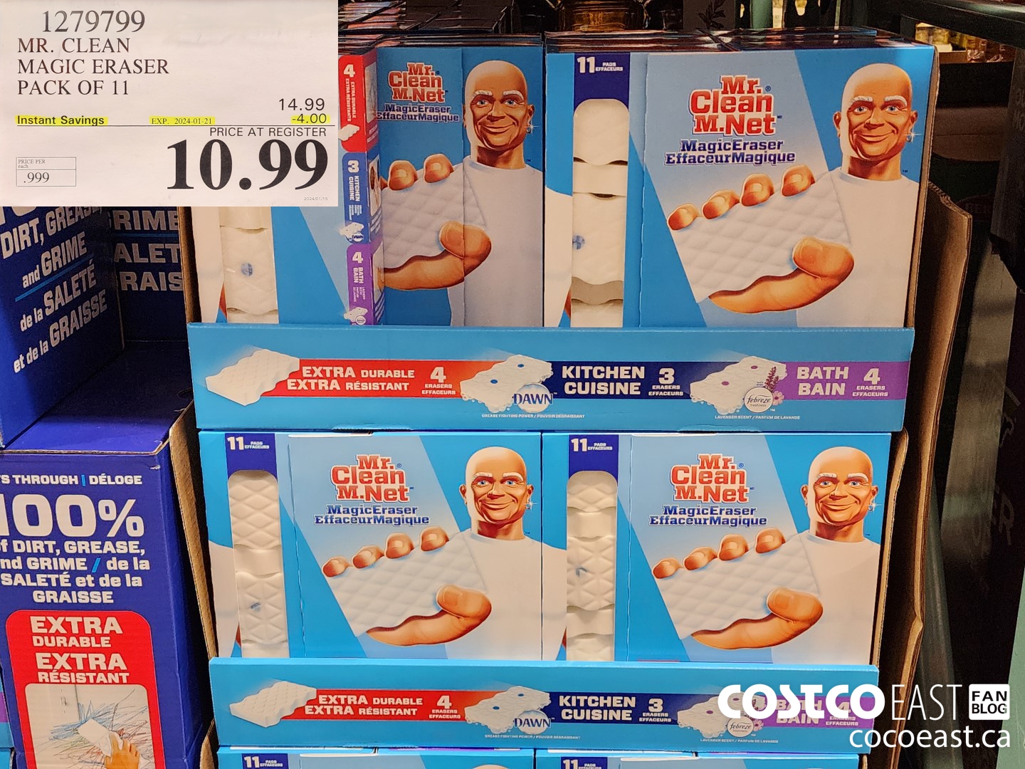1279799 MR. CLEAN MAGIC ERASER PACK OF 11 ($4.00 INSTANT SAVINGS EXPIRES ON 2024-01-21) $10.99