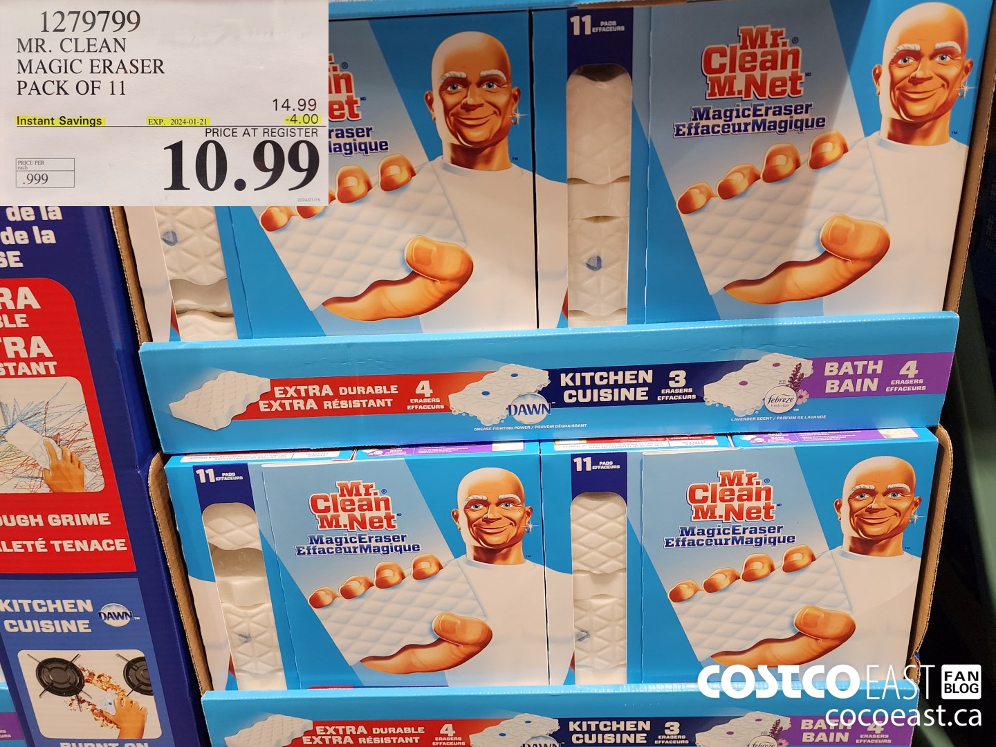 1279799 MR. CLEAN MAGIC ERASER PACK OF 11 ($4.00 INSTANT SAVINGS EXPIRES ON 2024-01-21) $10.99