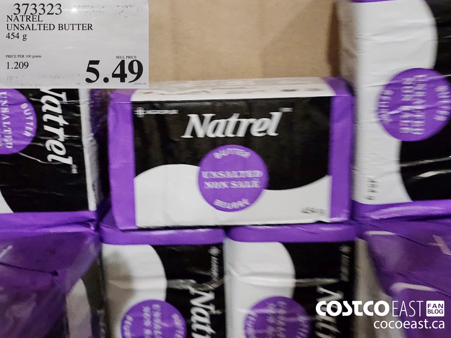 373323 NATREL UNSALTED BUTTER 454 G $5.49