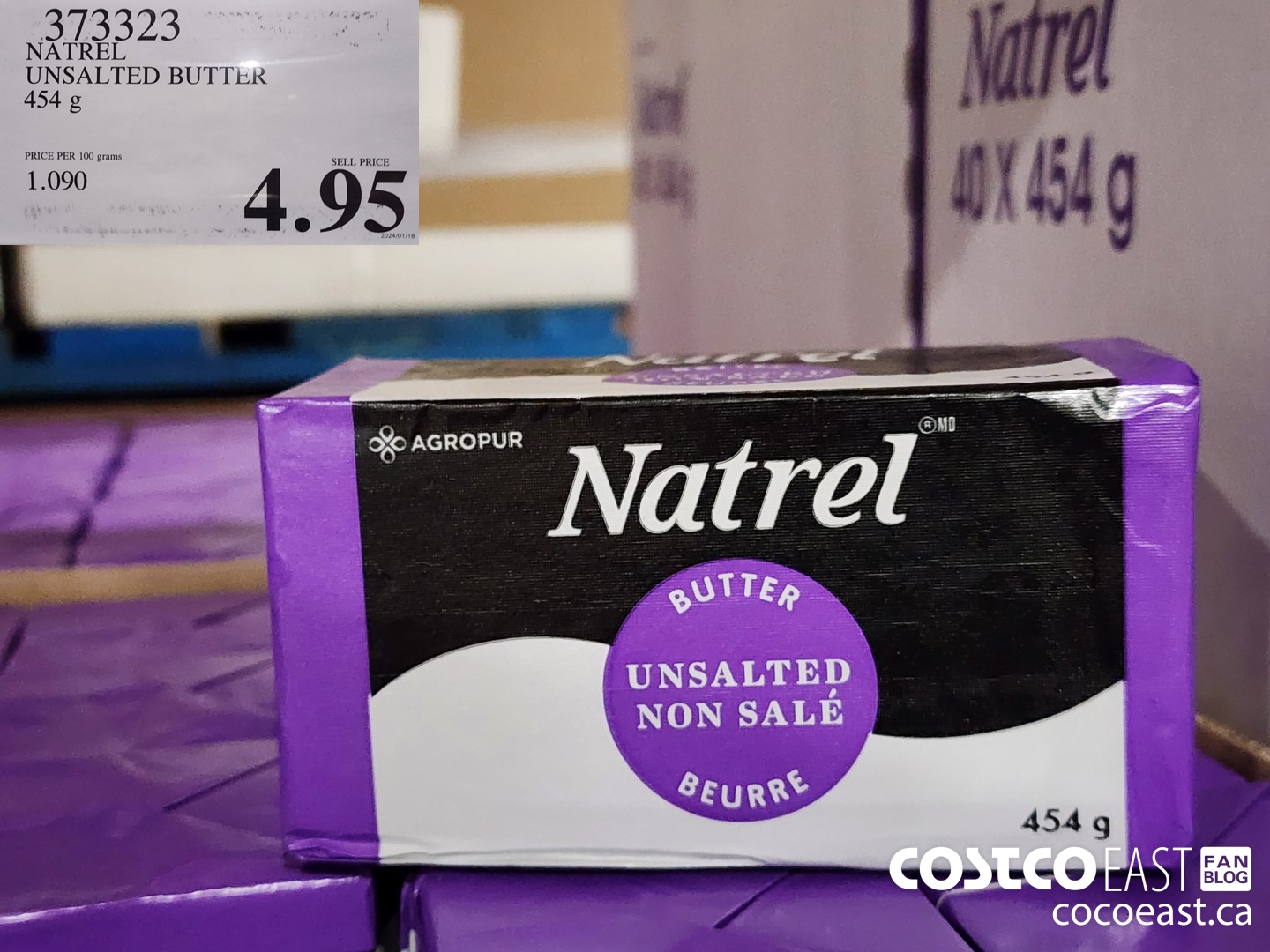 373323 NATREL UNSALTED BUTTER 454 G $4.95