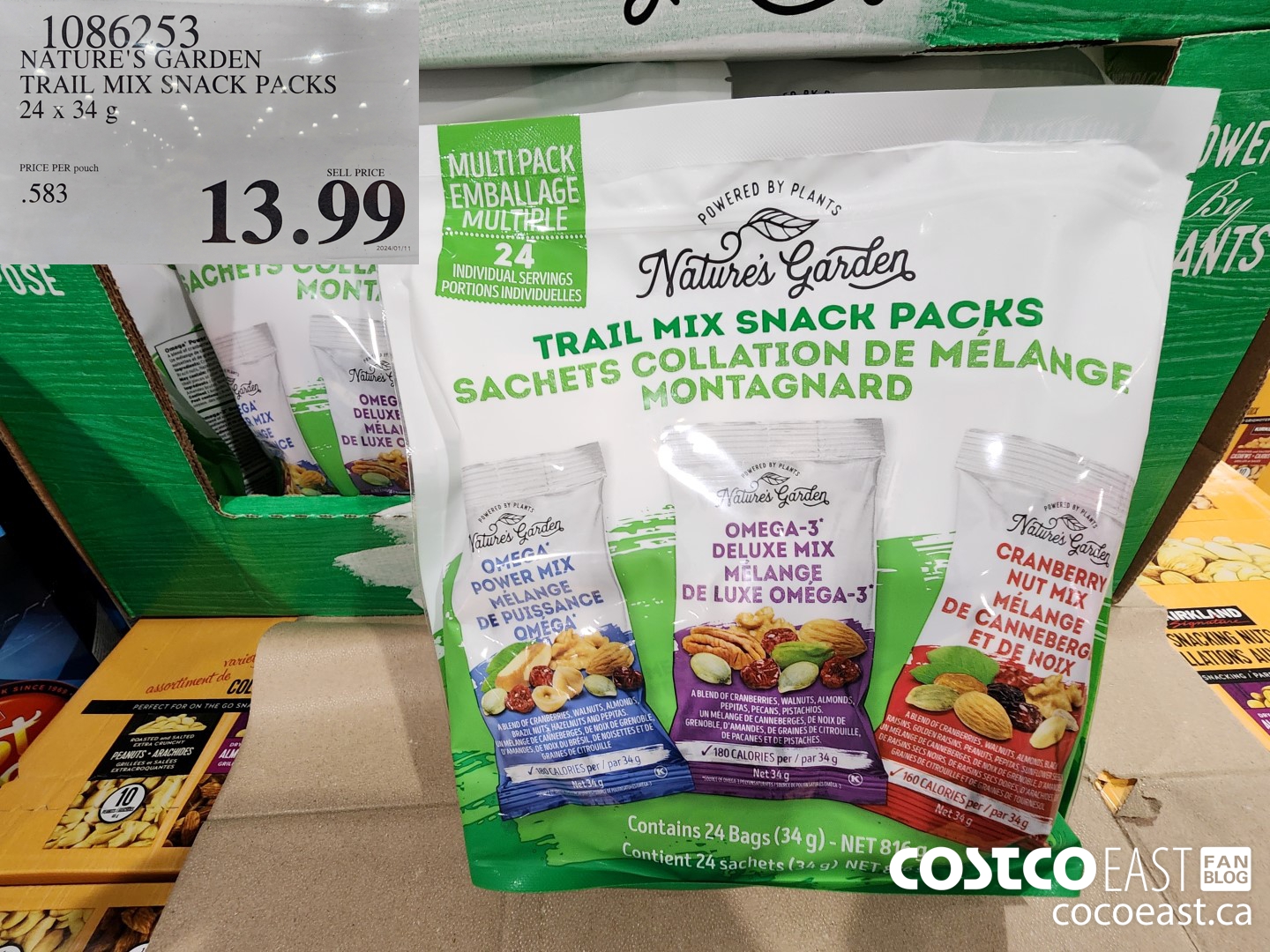 1086253 NATURE'S GARDEN TRAIL MIX SNACK PACKS 24 x 34 G $13.99