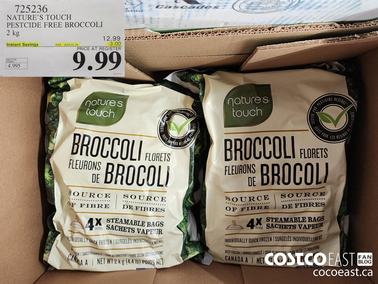 725236 NATURE'S TOUCH PESTICIDE FREE BROCCOLI 2KG ($3.00 INSTANT SAVINGS EXPIRES ON 2024-01-28) $9.99