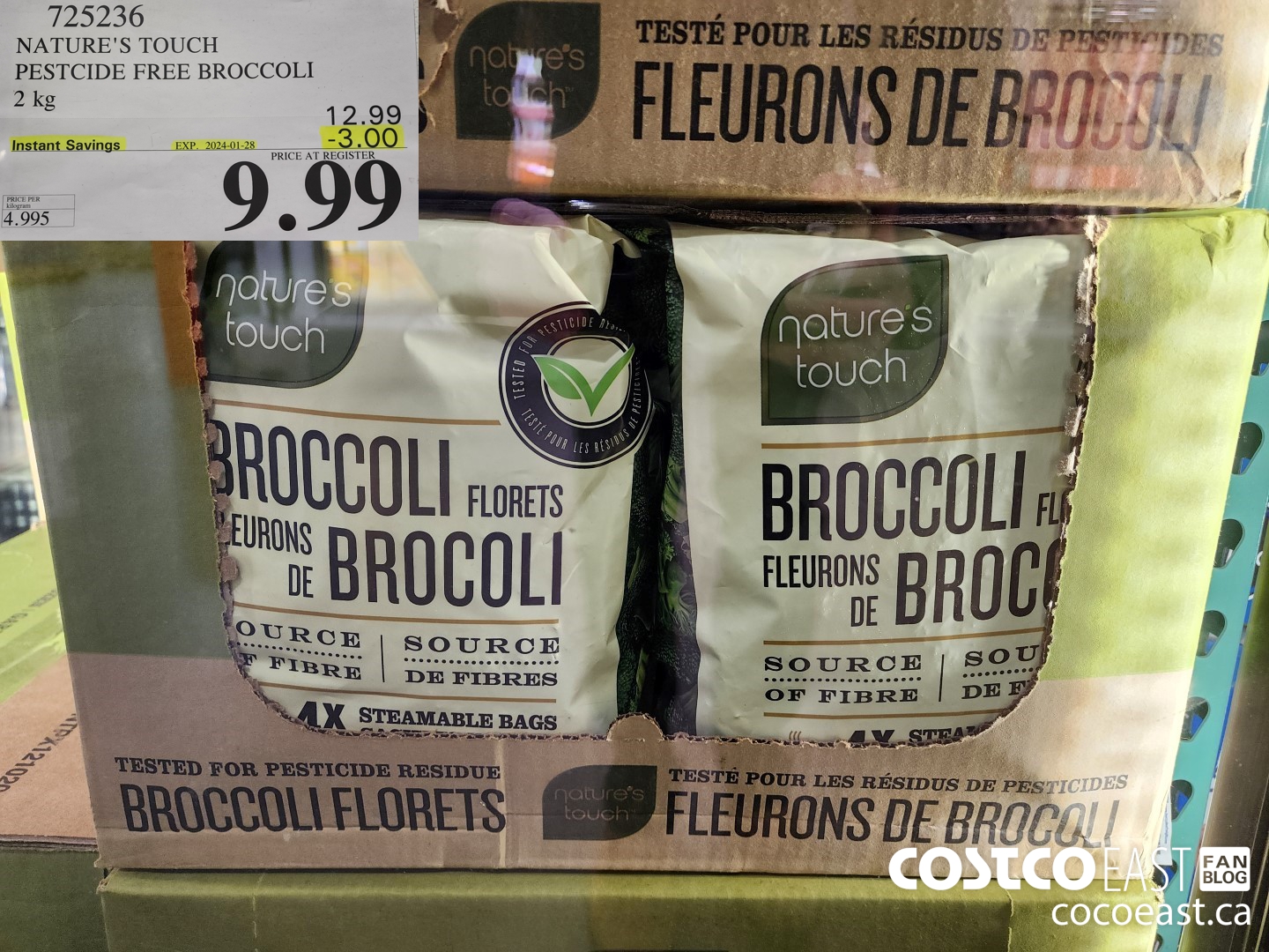 725236 NATURE'S TOUCH PESTICIDE FREE BROCCOLI 2KG ($3.00 INSTANT SAVINGS EXPIRES ON 2024-01-28) $9.99