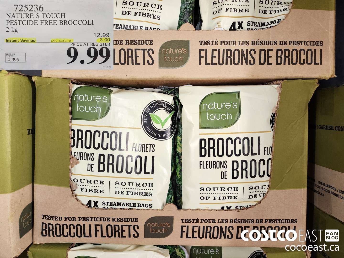 725236 NATURE'S TOUCH PESTICIDE FREE BROCCOLI 2KG ($3.00 INSTANT SAVINGS EXPIRES ON 2024-01-28) $9.99