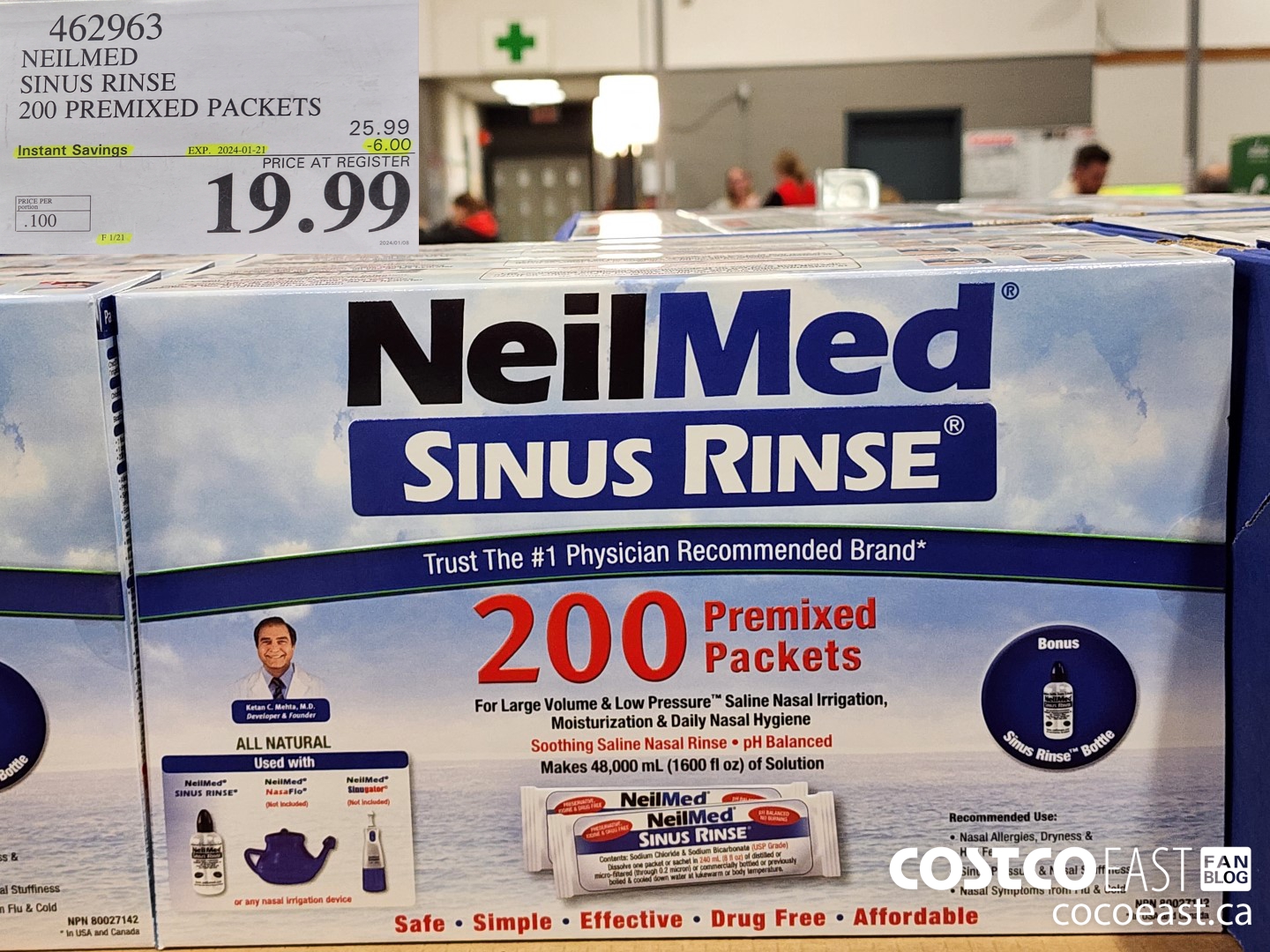 462963 NEILMED SINUS RINSE 200 PREMIXED PACKETS ($6.00 INSTANT SAVINGS EXPIRES ON 2024-01-21) $19.99