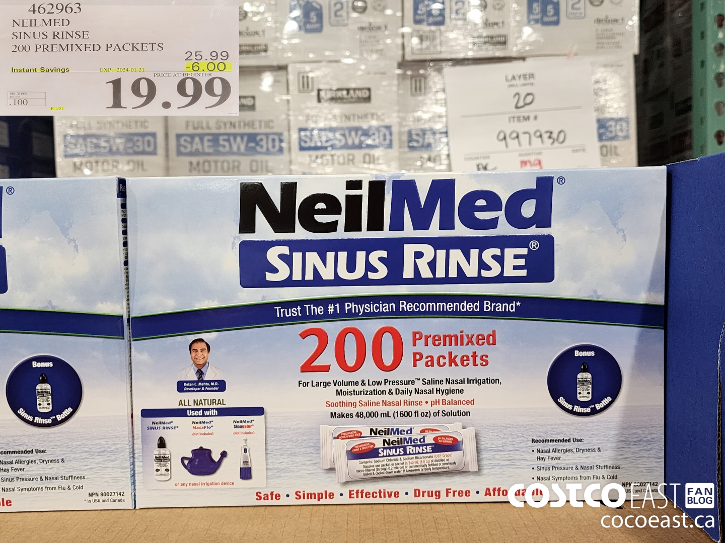 462963 NEILMED SINUS RINSE 200 PREMIXED PACKETS ($6.00 INSTANT SAVINGS EXPIRES ON 2024-01-21) $19.99