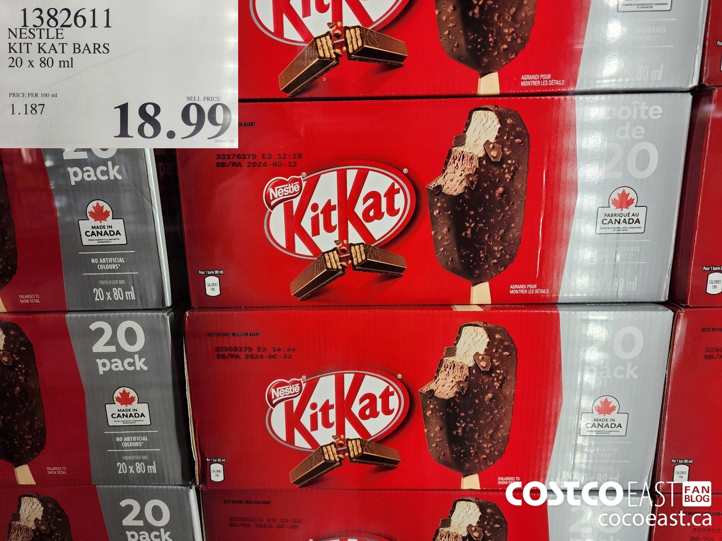 1382611 NESTLE KIT KAT BARS 20 x 80ml $18.99