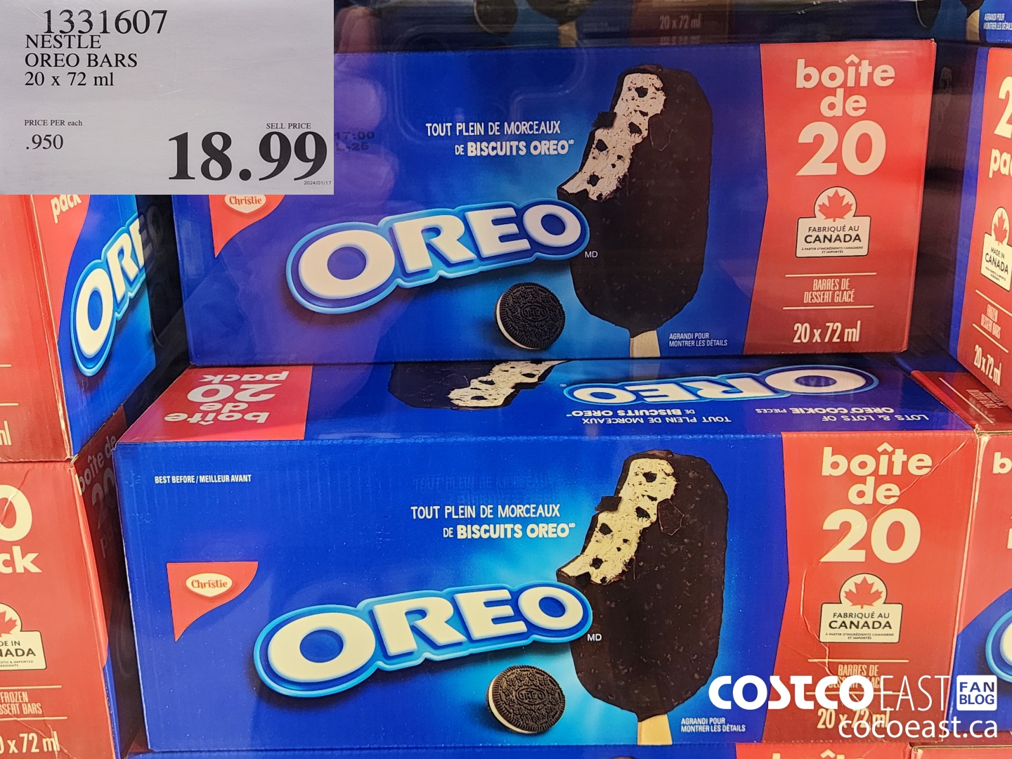 1331607 NESTLE OREO BARS 20 x 72 ml $18.99