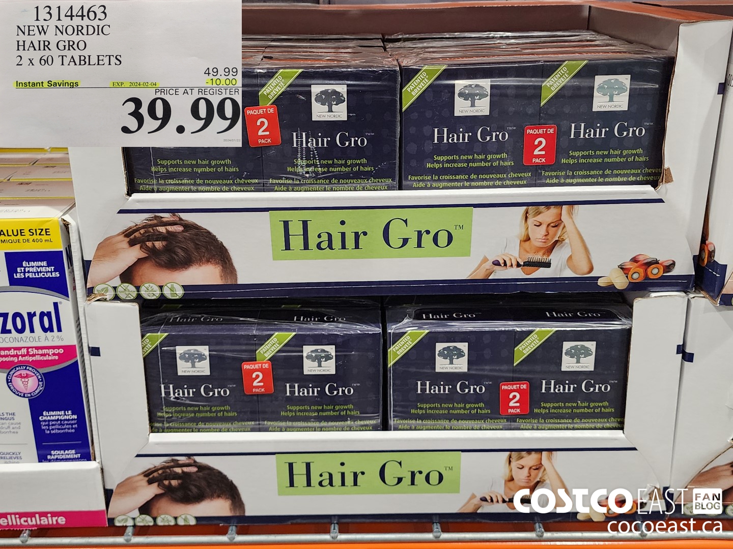 1314463 NEW NORDIC HAIR GRO 2 x 60 TABLETS ($10.00 INSTANT SAVINGS EXPIRES ON 2024-02-04) $39.99