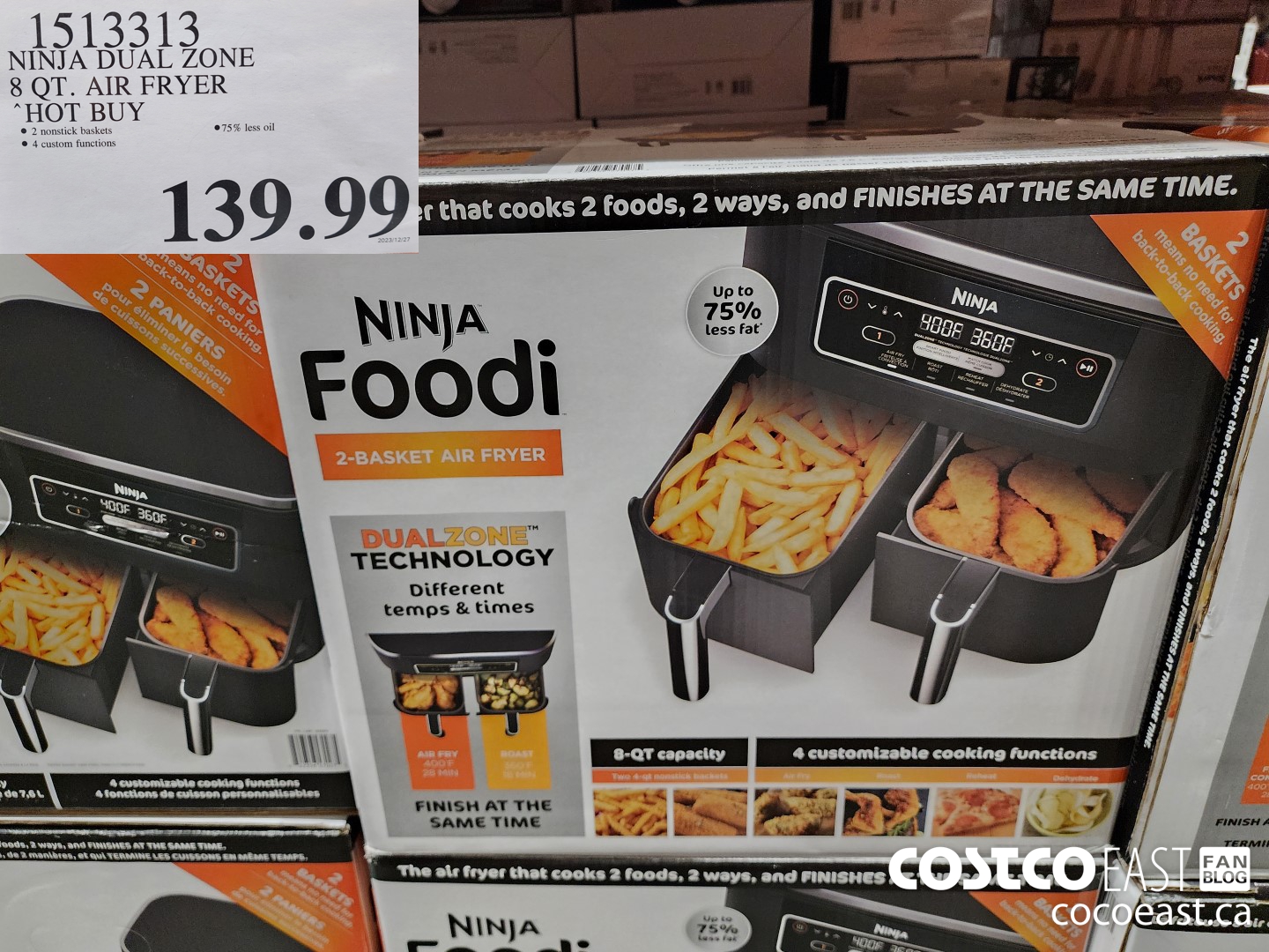 1513313 NINJA DUAL ZONE 8 QT. AIR FRYER HOT BUY $139.99