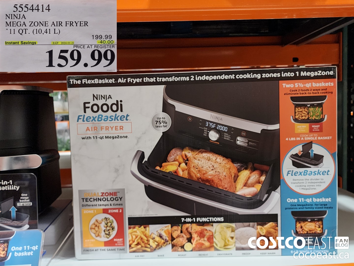 5554414 NINJA MEGA ZONE AIR FRYER 11 QT. (10,41 L) ($40.00 INSTANT SAVINGS EXPIRES ON 2024-01-21) $159.99