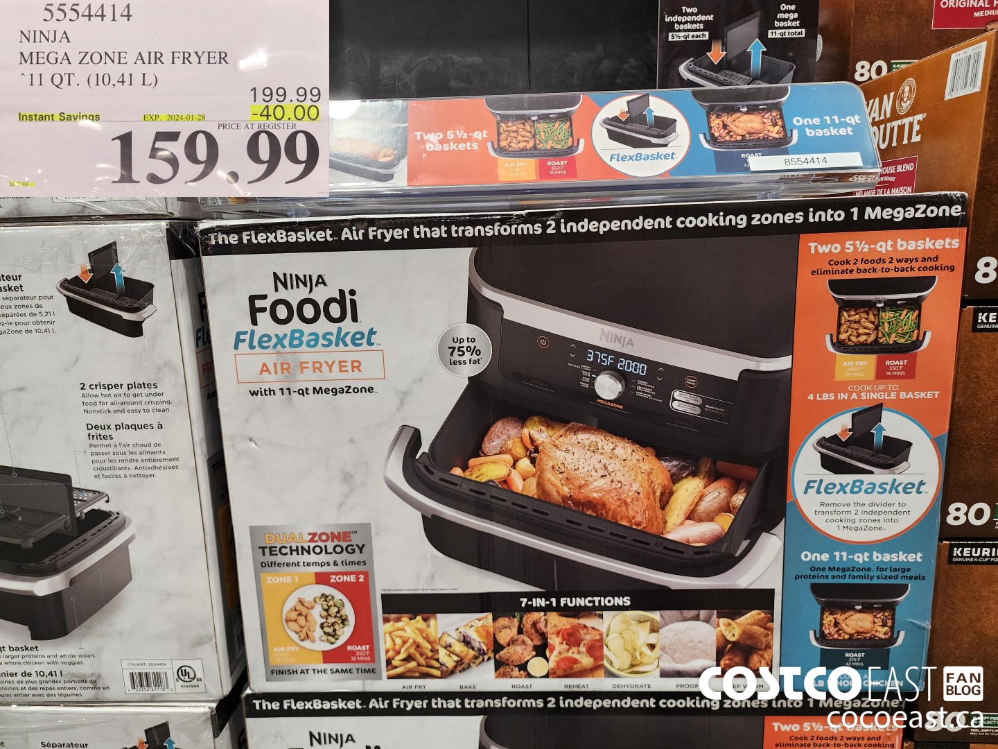 5554414 NINJA MEGA ZONE AIR FRYER 11 QT. (10,41 L) ($40.00 INSTANT SAVINGS EXPIRES ON 2024-01-28) $159.99