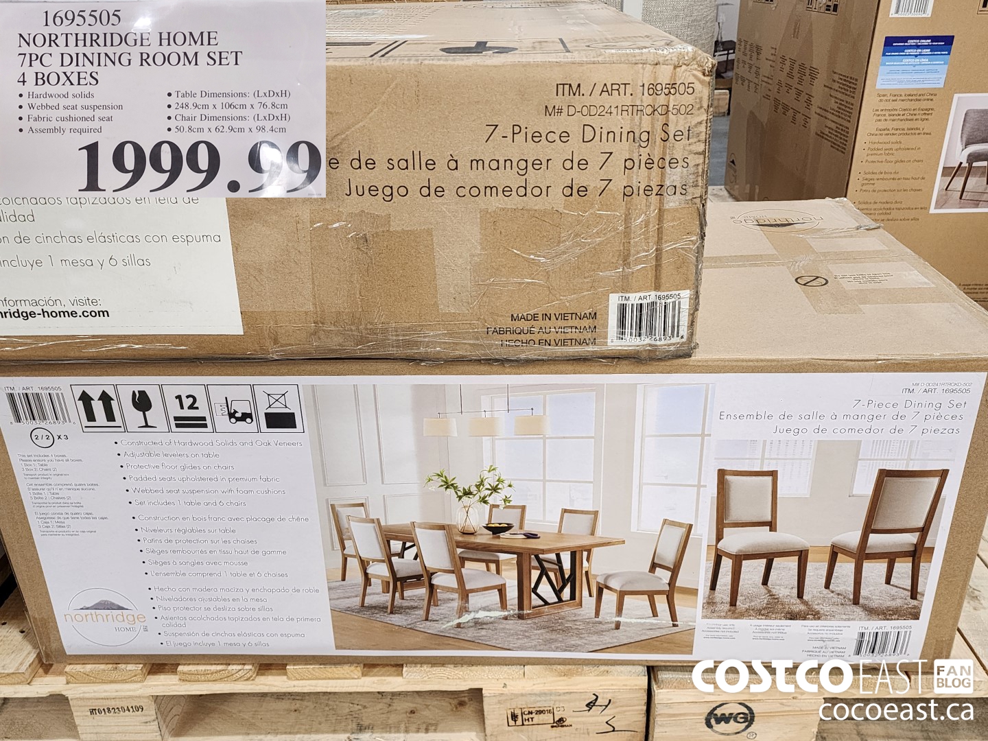 1695505 NORTHRIDGE HOME 7PC DINING ROOM SET 4 BOXES $1999.69