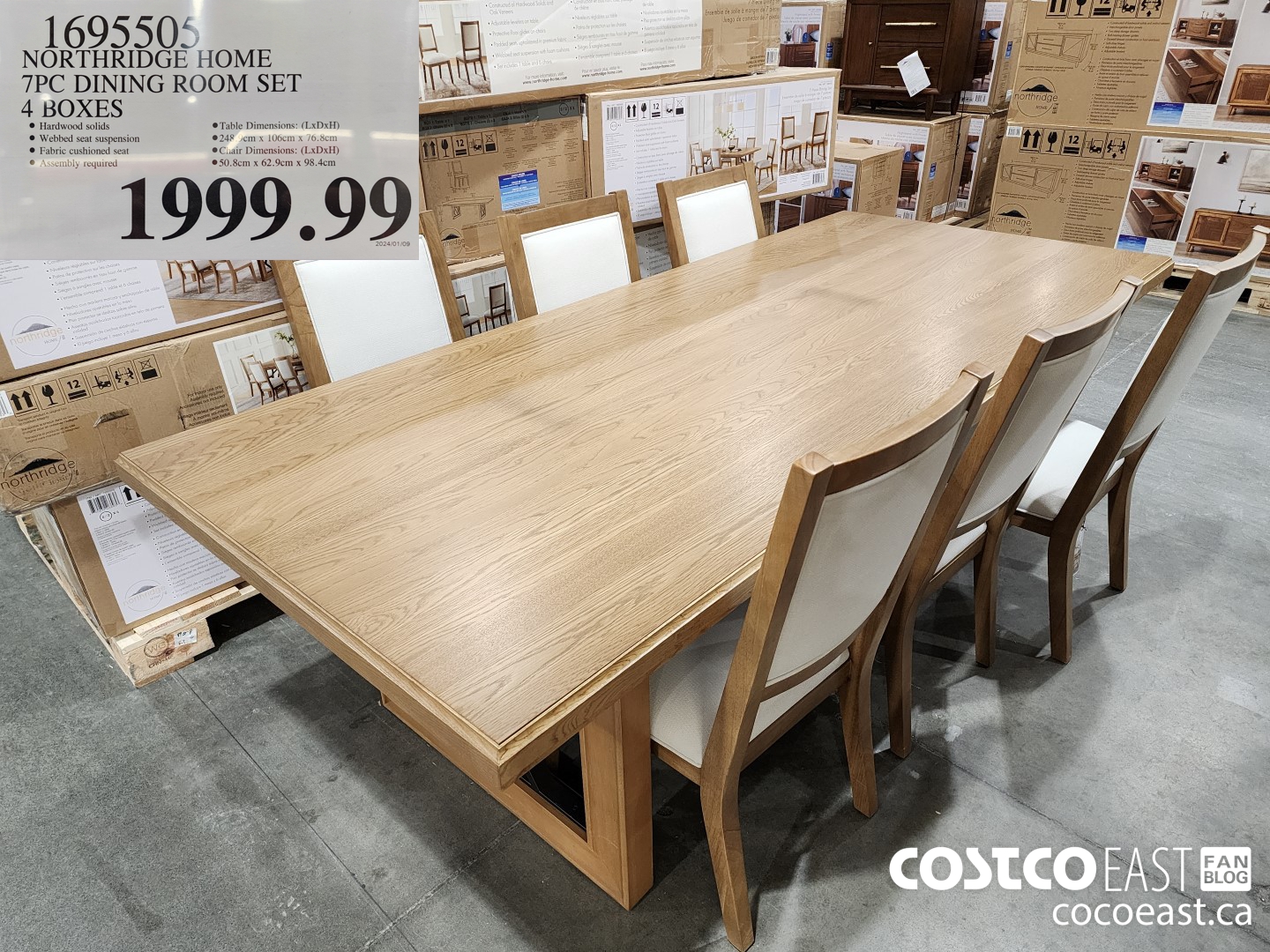 1695505 NORTHRIDGE HOME 7PC DINING ROOM SET 4 BOXES $1999.69