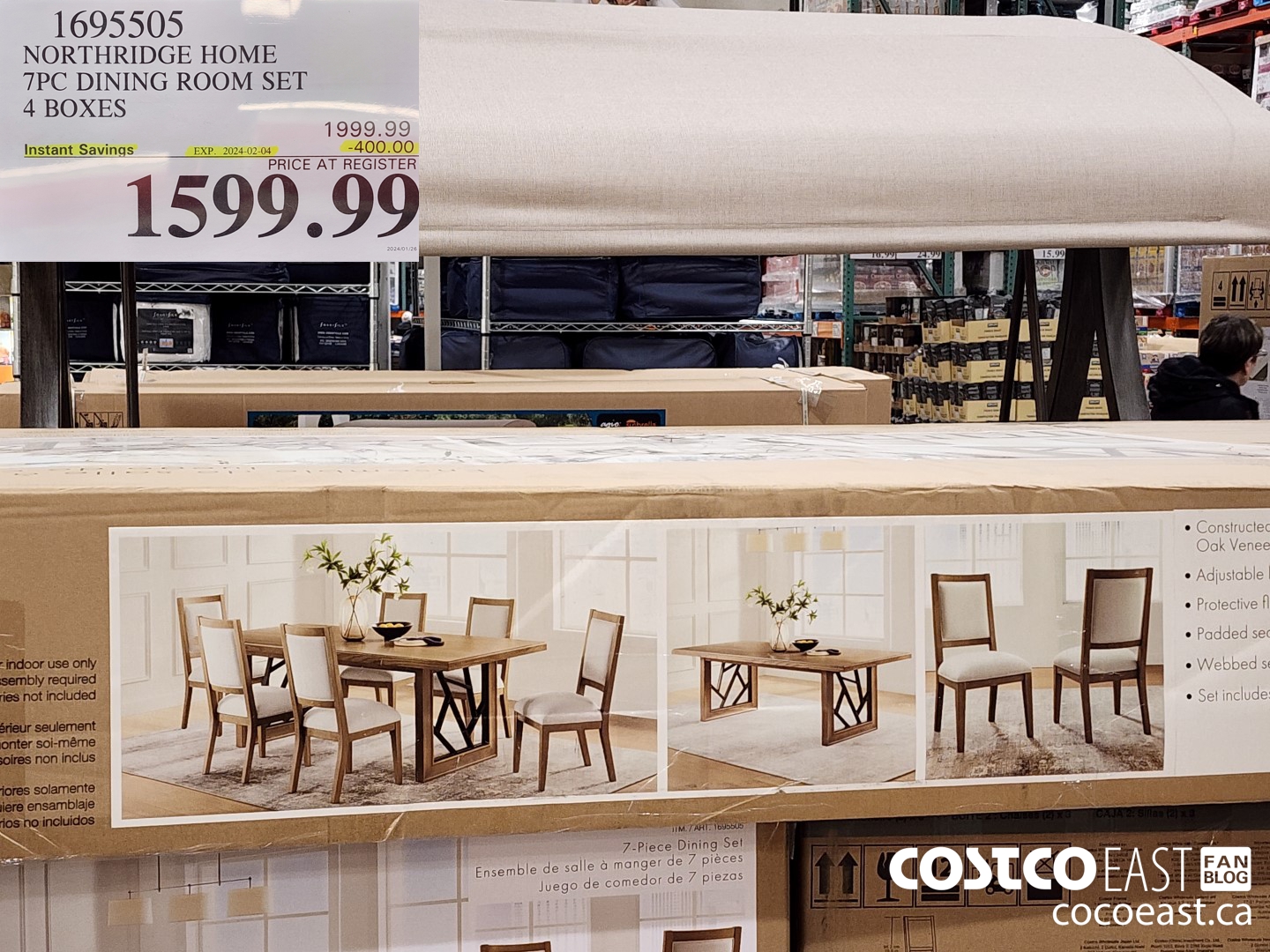 1695505 NORTHRIDGE HOME 7PC DINING ROOM SET 4 BOXES ($400.00 INSTANT SAVINGS EXPIRES ON 2024-02-04) $1599.69