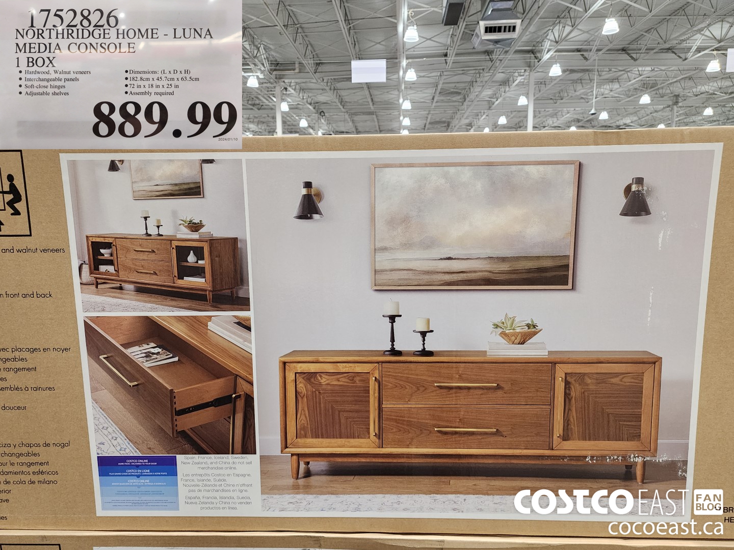 1752826 NORTHRIDGE HOME - LUNA MEDIA CONSOLE 1 BOX $889.99