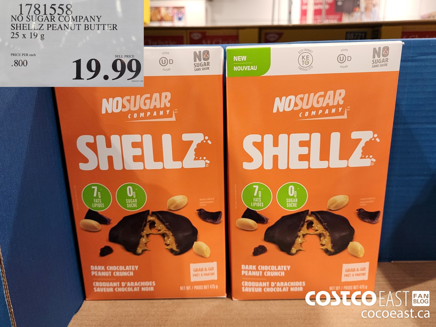 1781558 NO SUGAR COMPANY SHELLZ PEANUT BUTTER 25 x 19 G $19.99