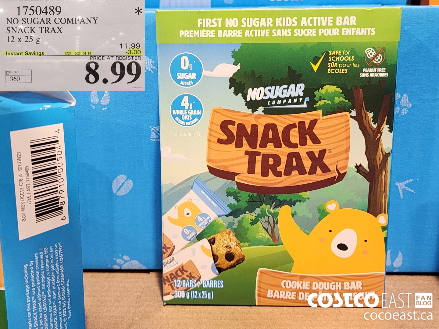 1750489 NO SUGAR COMPANY SNACK TRAX 12x25G ($3.00 INSTANT SAVINGS EXPIRES ON 2024-01-14) $8.99