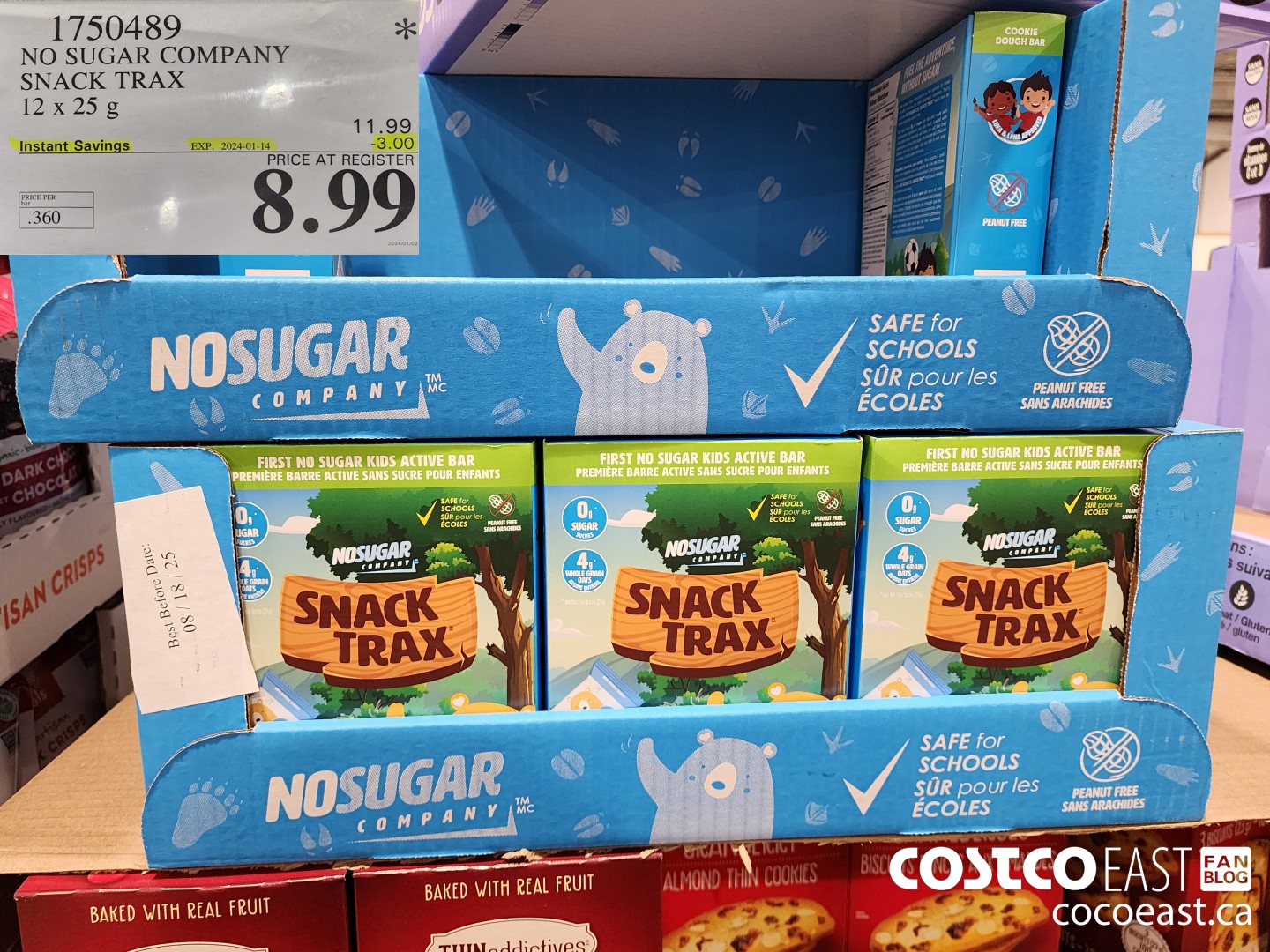 1750489 NO SUGAR COMPANY SNACK TRAX 12x25G ($3.00 INSTANT SAVINGS EXPIRES ON 2024-01-14) $8.99