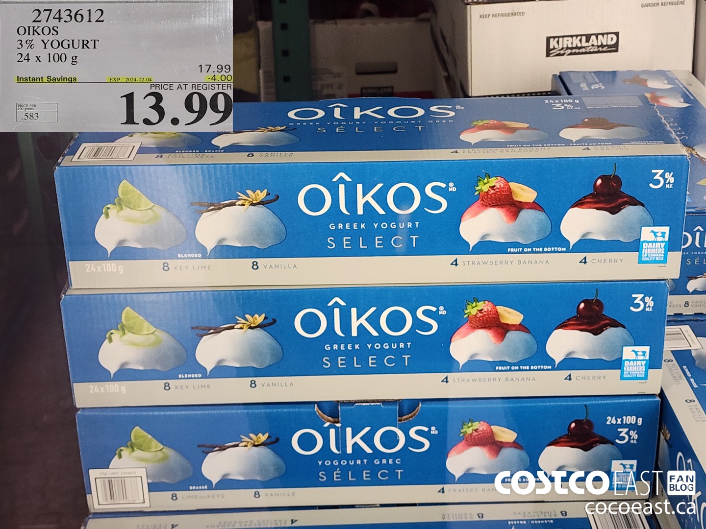 2743612 OIKOS 3% YOGURT 24 x 100g ($4.00 INSTANT SAVINGS EXPIRES ON 2024-02-04) $13.99
