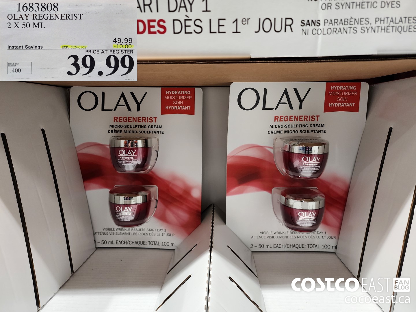 1683808 OLAY REGENERIST 2 X 50 ML ($10.00 INSTANT SAVINGS EXPIRES ON 2024-01-28) $39.99