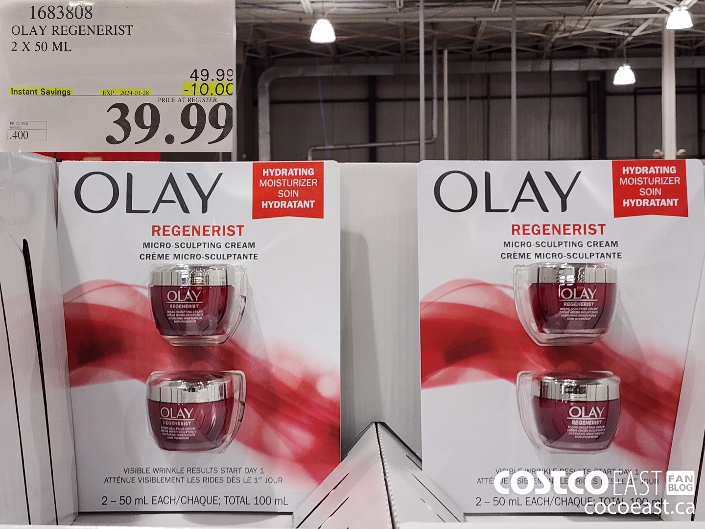 1683808 OLAY REGENERIST 2 X 50 ML ($10.00 INSTANT SAVINGS EXPIRES ON 2024-01-28) $39.99