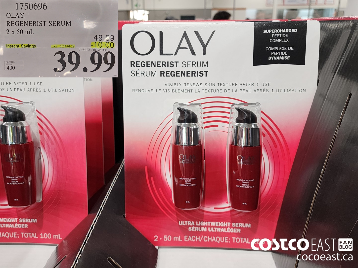 1750696 OLAY REGENERIST SERUM 2x 50 mL ($10.00 INSTANT SAVINGS EXPIRES ON 2024-01-28) $39.99