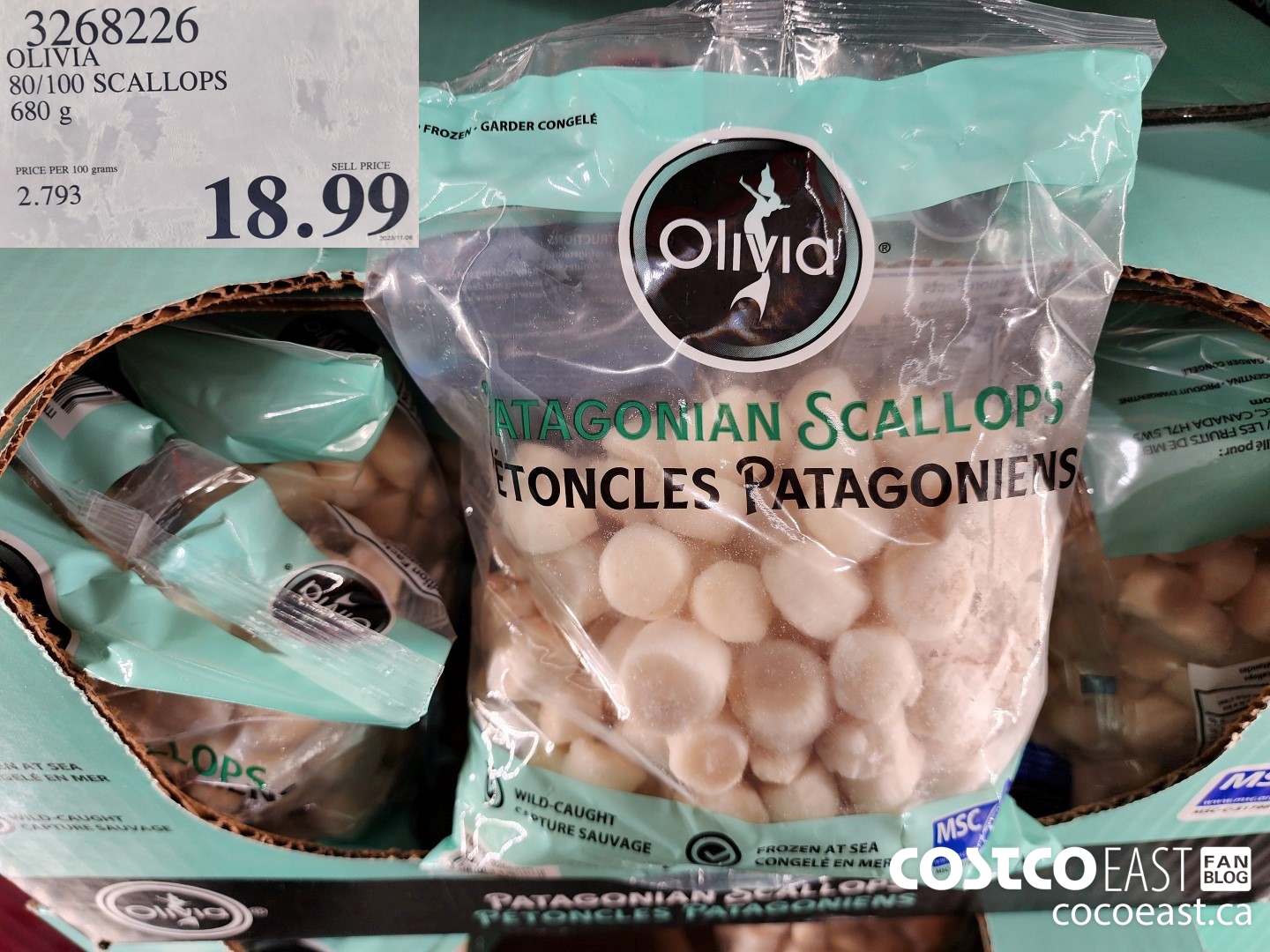 3268226 OLIVIA 80/100 SCALLOPS 680 G $18.99