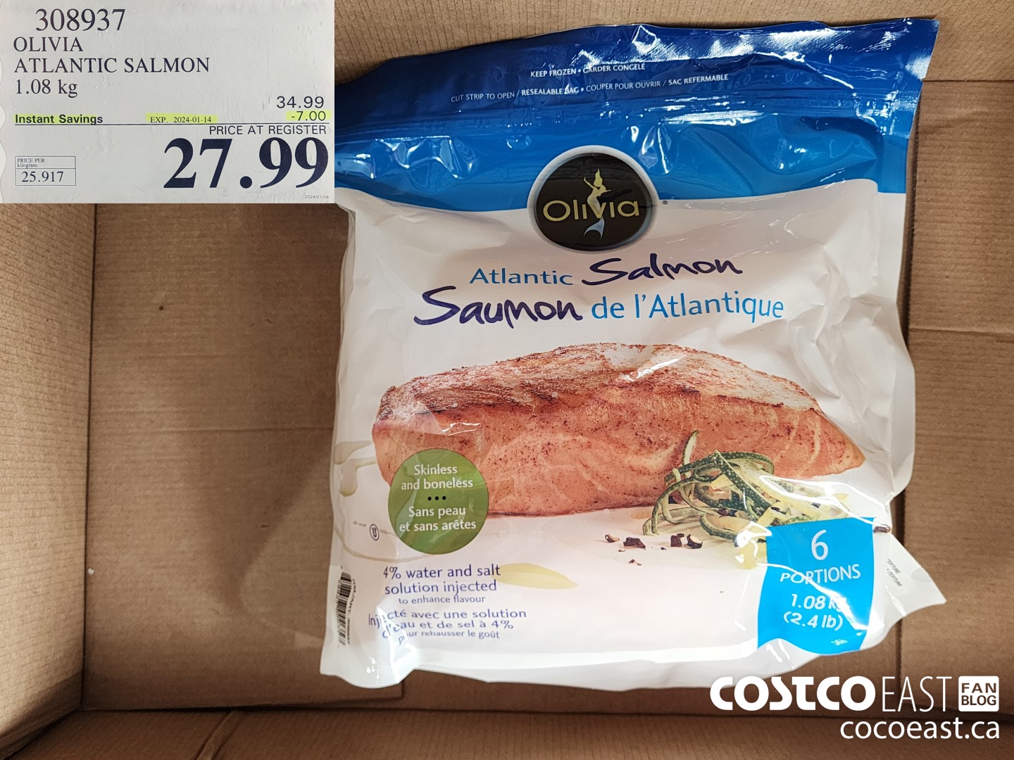 308937 OLIVIA ATLANTIC SALMON 1.08 kg ($7.00 INSTANT SAVINGS EXPIRES ON 2024-01-14) $27.99