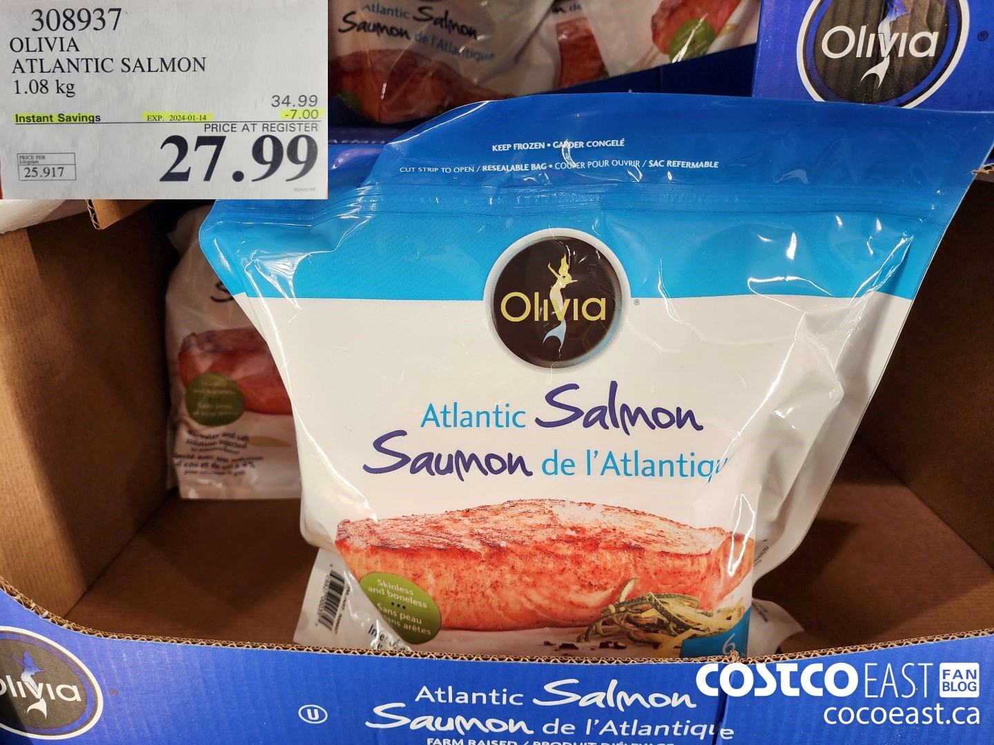 308937 OLIVIA ATLANTIC SALMON 1.08 kg ($7.00 INSTANT SAVINGS EXPIRES ON 2024-01-14) $27.99