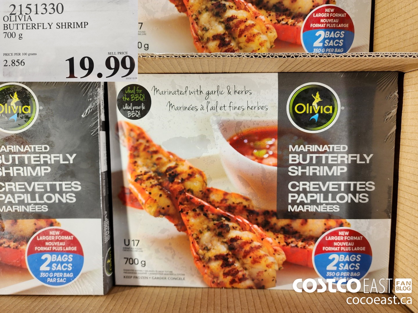 2151330 OLIVIA BUTTERFLY SHRIMP 700 G $19.99