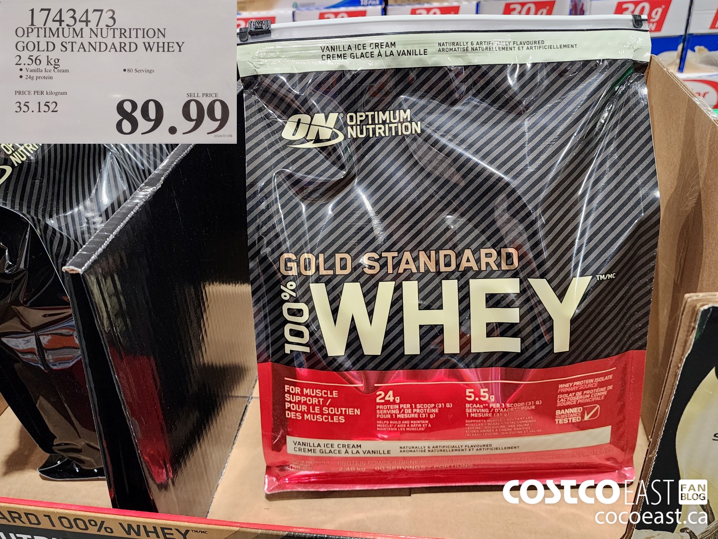 1743473 OPTIMUM NUTRITION GOLD STANDARD WHEY 2.56 KG $89.99