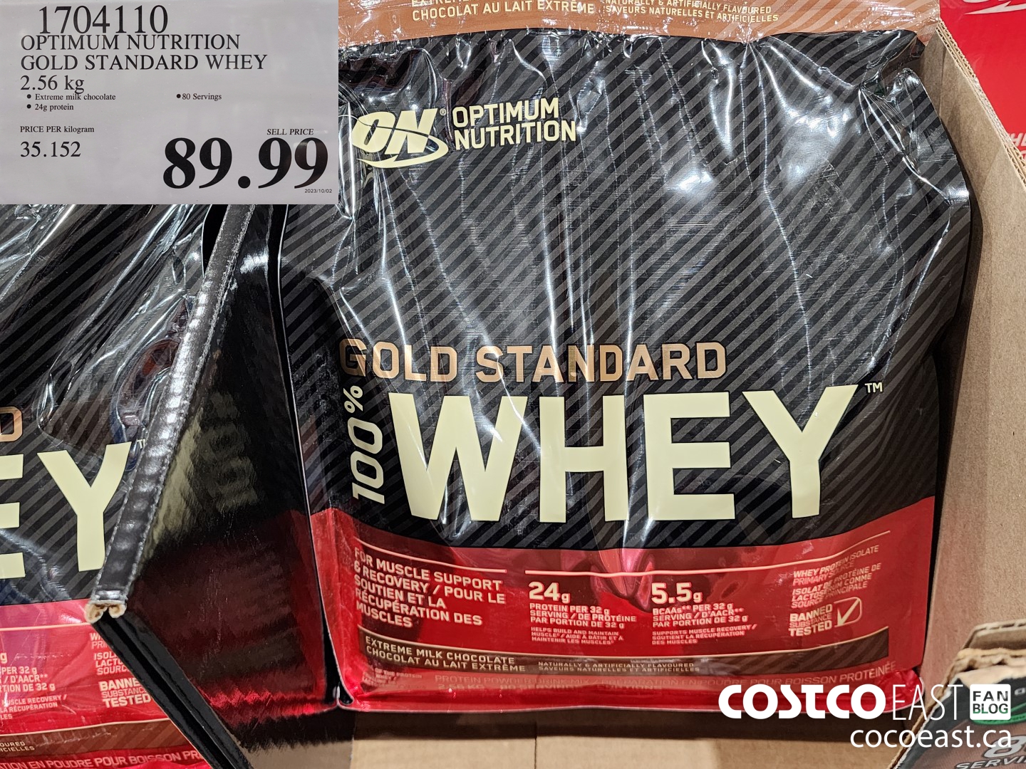 1704110 OPTIMUM NUTRITION GOLD STANDARD WHEY 2.56 KG $89.99
