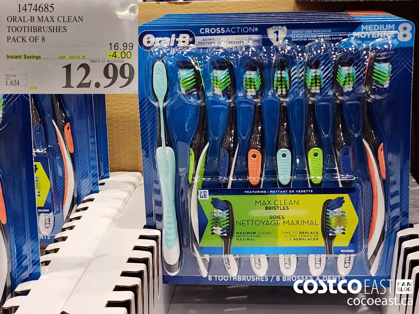 1474685 ORAL-B MAX CLEAN TOOTHBRUSHES PACK OF 8 ($4.00 INSTANT SAVINGS EXPIRES ON 2024-01-28) $12.99