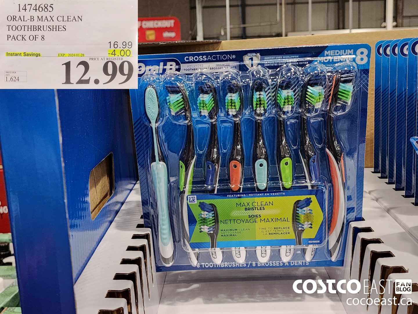 1474685 ORAL-B MAX CLEAN TOOTHBRUSHES PACK OF 8 ($4.00 INSTANT SAVINGS EXPIRES ON 2024-01-28) $12.99