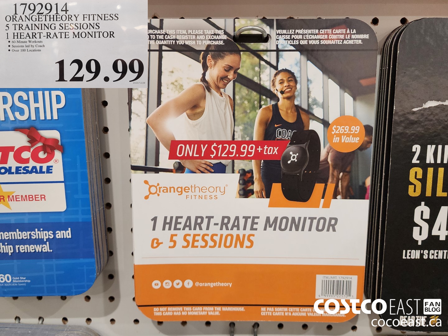 1792914 ORANGETHEORY FITNESS 5 TRAINING SESSIONS 1 HEART-RATE MONITOR $129.99