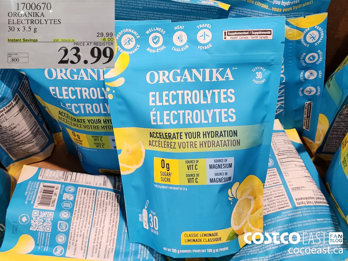 1700670 ORGANIKA ELECTROLYTES 30 X 3.5 G ($6.00 INSTANT SAVINGS EXPIRES ON 2024-01-28) $23.99
