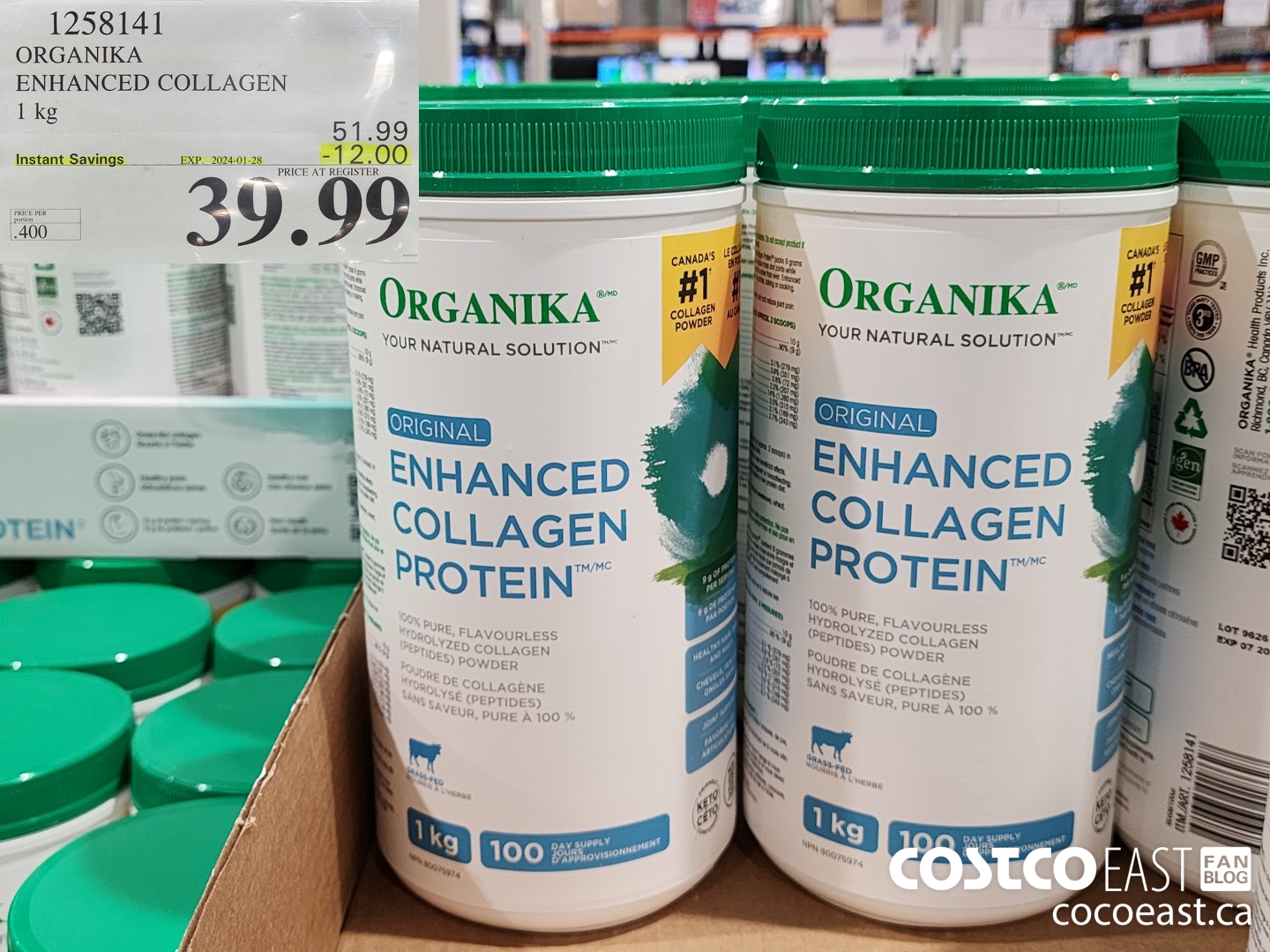 1258141 ORGANIKA ENHANCED COLLAGEN 1KG ($12.00 INSTANT SAVINGS EXPIRES ON 2024-01-28) $39.99