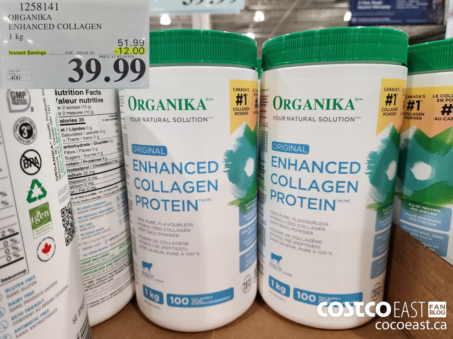 1258141 ORGANIKA ENHANCED COLLAGEN 1KG ($12.00 INSTANT SAVINGS EXPIRES ON 2024-01-28) $39.99