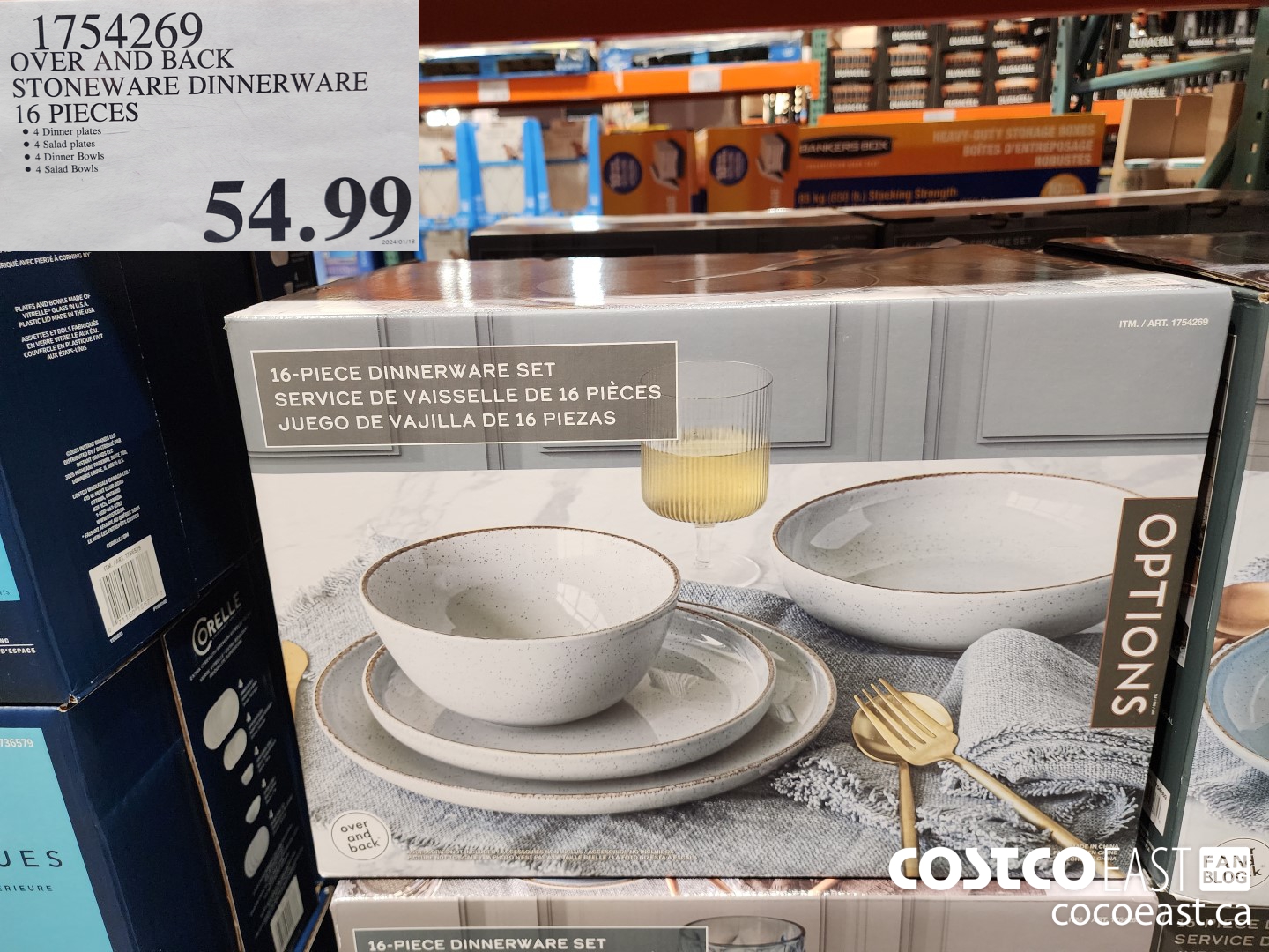 1754269 OVER AND BACK STONEWARE DINNERWARE 16 PIECES $54.99
