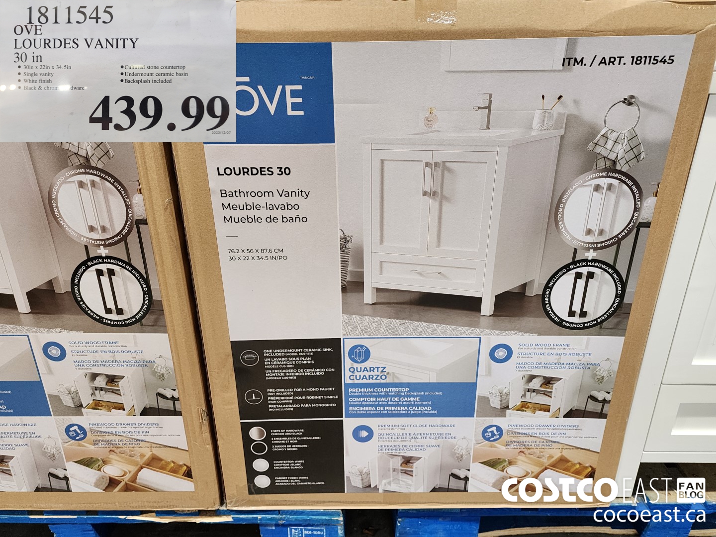 1811545 OVE LOURDES VANITY 30 IN $439.99