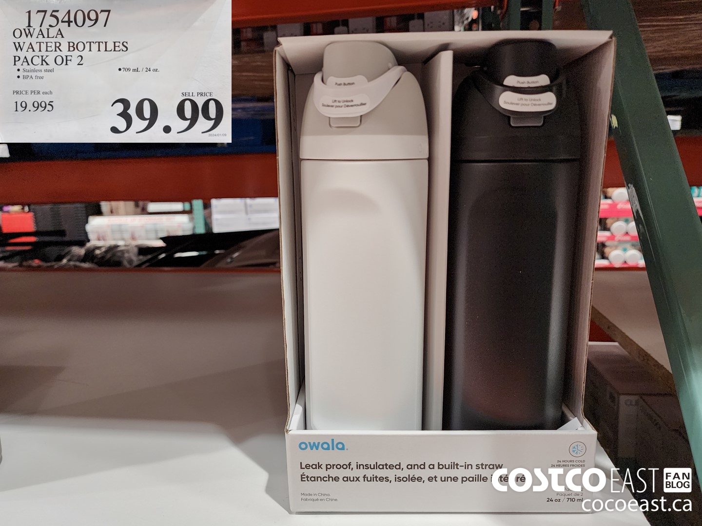 1754097 OWALA WATER BOTTLES PACK OF 2 $39.99