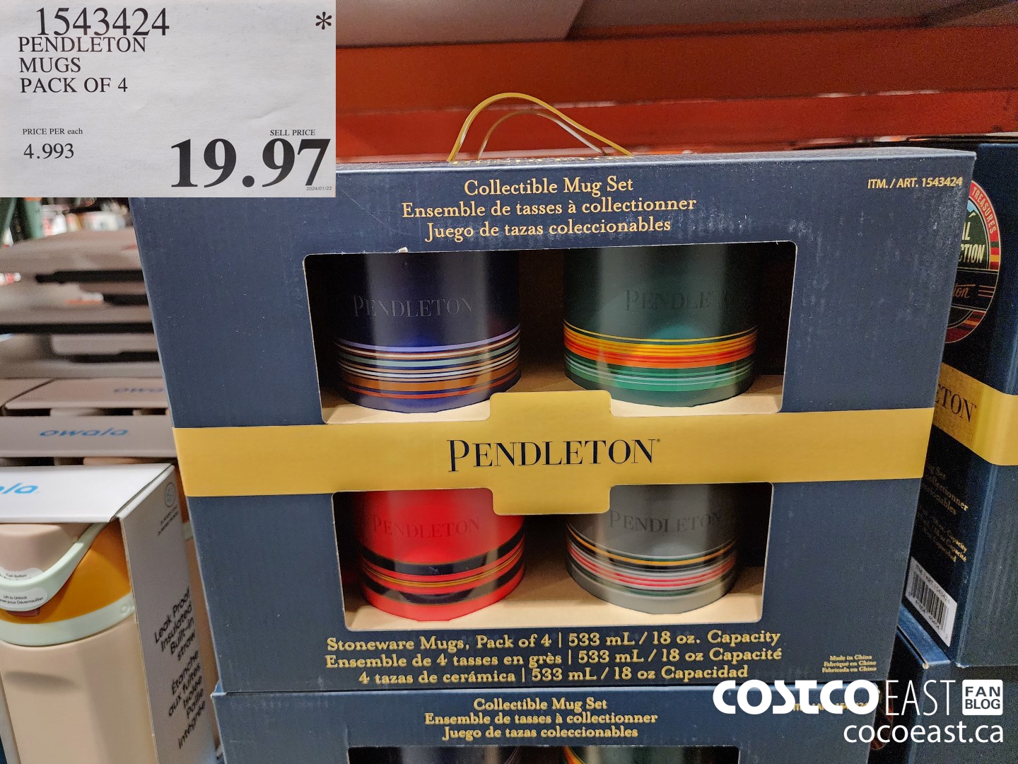 1543424 PENDLETON MUGS PACK OF 4 $19.97