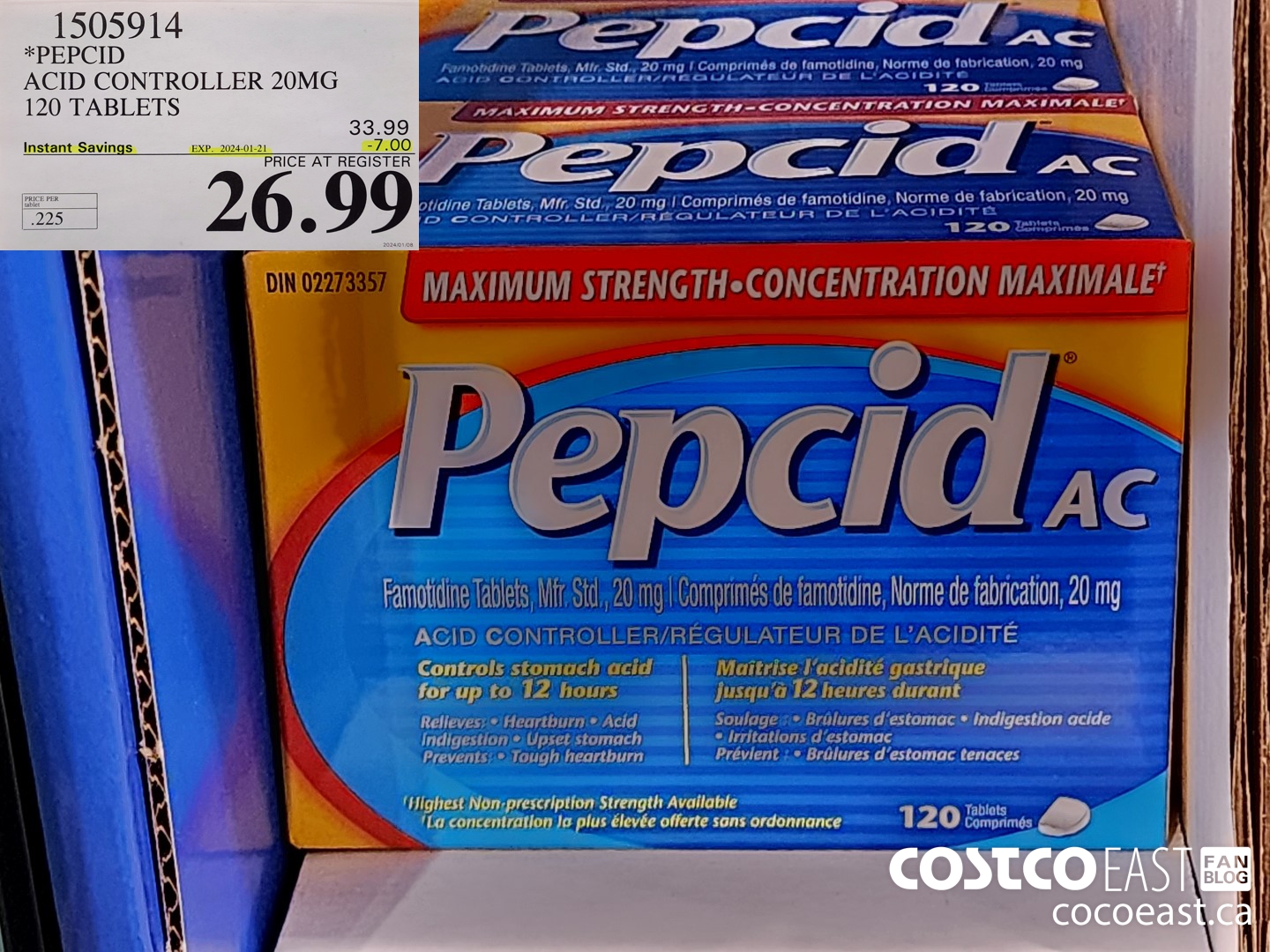 1505914 PEPCID ACID CONTROLLER 20MG 120 TABLETS ($7.00 INSTANT SAVINGS EXPIRES ON 2024-01-21) $26.99