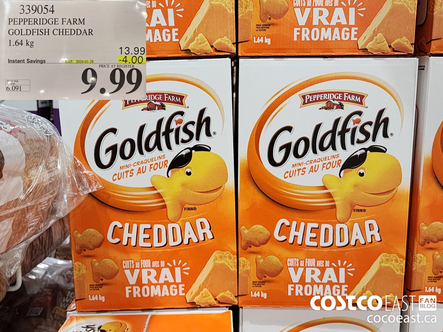 339054 PEPPERIDGE FARM GOLDFISH CHEDDAR 1.64 KG ($4.00 INSTANT SAVINGS EXPIRES ON 2024-01-28) $9.99