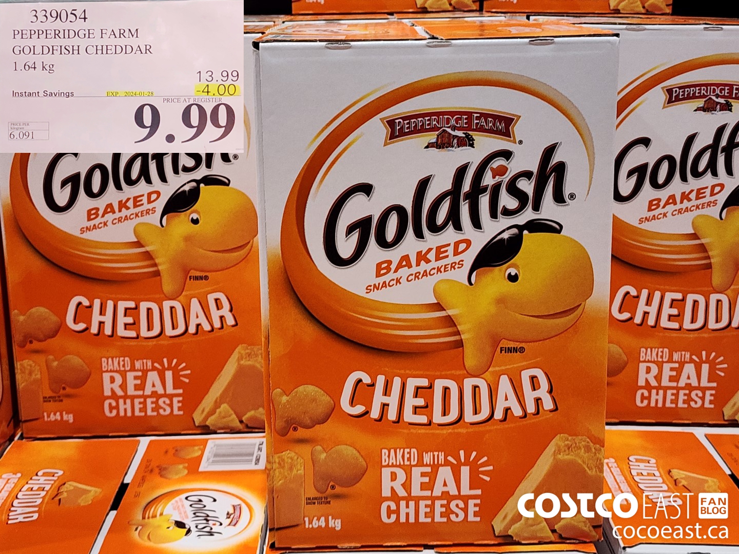 339054 PEPPERIDGE FARM GOLDFISH CHEDDAR 1.64 KG ($4.00 INSTANT SAVINGS EXPIRES ON 2024-01-28) $9.99