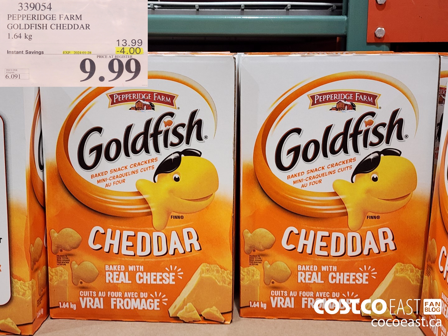 339054 PEPPERIDGE FARM GOLDFISH CHEDDAR 1.64 KG ($4.00 INSTANT SAVINGS EXPIRES ON 2024-01-28) $9.99
