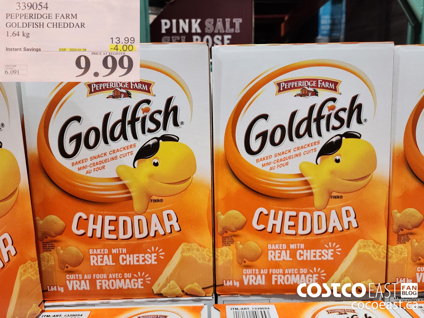 339054 PEPPERIDGE FARM GOLDFISH CHEDDAR 1.64 KG ($4.00 INSTANT SAVINGS EXPIRES ON 2024-01-28) $9.99